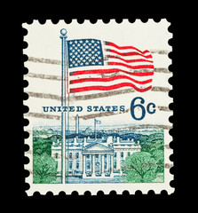 USA stars and stripes flag White House building mail stamp - 30039694