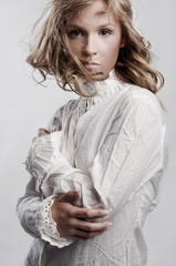 high key portrait of a blonde girl