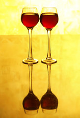 Glasses on yellow background