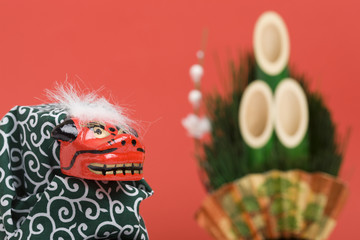 獅子舞いと門松