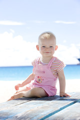 toddler on the beach, Barbados, Caribbean