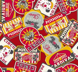 circus labels seamless pattern