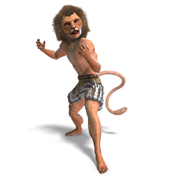 male manticore fantasy creature. 3D rendering with clipping