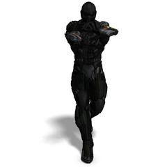 science fiction male character in futuristic suit. 3D rendering