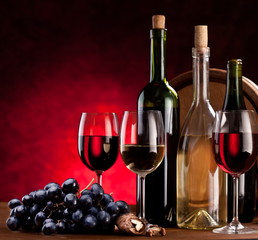 Still life with wine bottles