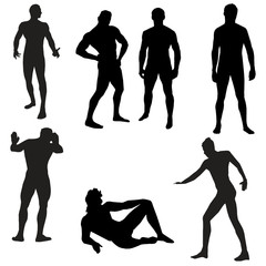 Nude Male Silhouettes.Vector