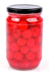 Bocal de cerises au sirop