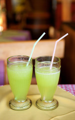 Two fresh melon juices