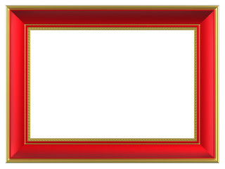 Gold-red rectangular frame isolated on white background.