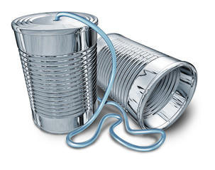 Tin can phone isolated on white