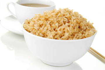 Brown rice and green tea