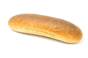 Loaf of Bran Bread Isolated on White Background