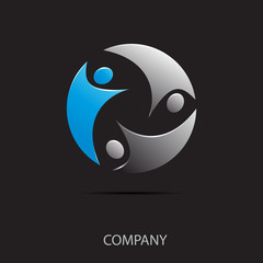Logo teamwork on black background # Vector