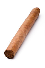 Single cigar isolated on a white background