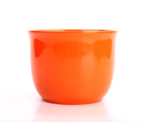 Colored empty flower pot, isolated on white background © Jag_cz