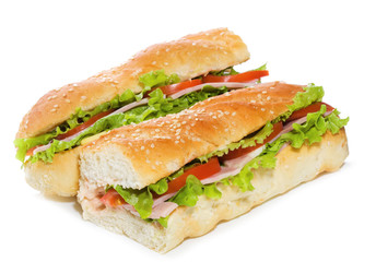 sandwiches with ham and vegetables