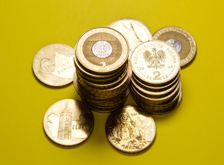 Stack of polish zloty coins