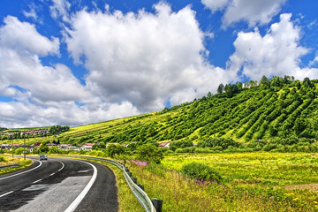 Country road and blue sky