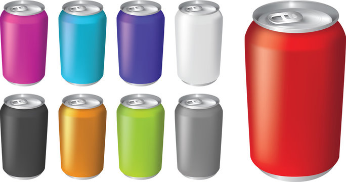 Vector illustrations of fizzy drink soda cans