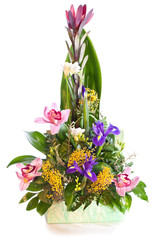 Bright flower bouquet isolated over white background