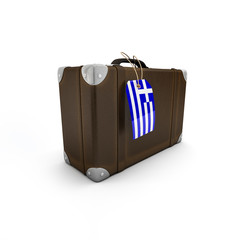 Koffer mit Hang Tag Griechenland Fahne (incl. Freistellungspfad)