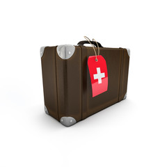Koffer mit Hang Tag als Schweiz Fahne (incl. Freistellungspfad)