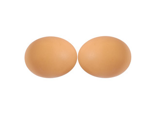 Two color eggs isolated on white background