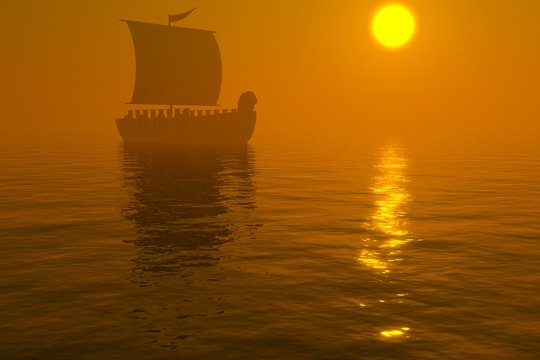 ship and sunrise