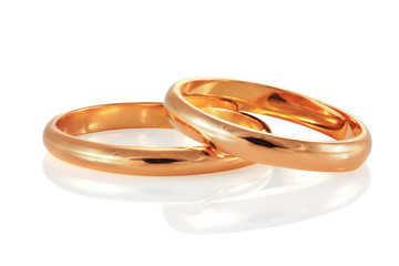 Golden wedding rings.