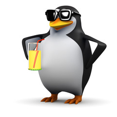 Cool drink with 3d Penguin