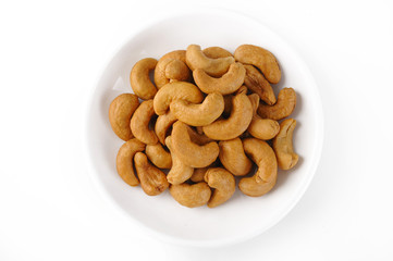 roast cashew nuts on white dish
