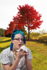 Woman Blowing Her Nose