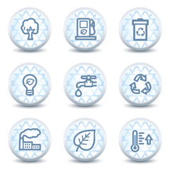 Ecology web icons set 1, glossy circle buttons