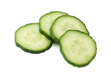 Sliced cucumber isolated on white background