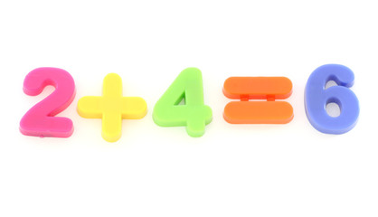 Numbers from toy colourful digits