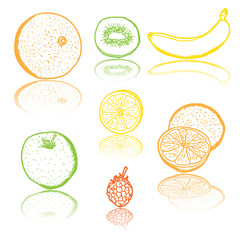 Fruit icons - vector illustration