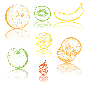 Fruit icons - vector illustration