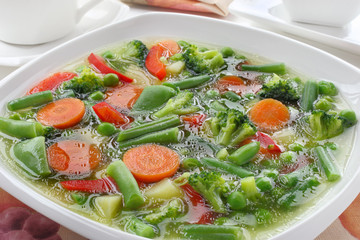 Diet soup with fresh vegetables