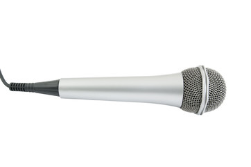 Silver microphone isolated on white background