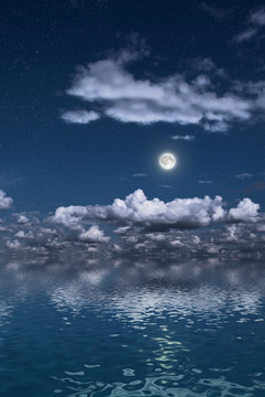 moon over a water surface