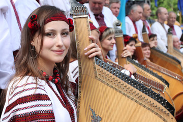 The Ukrainian girl with a bandura