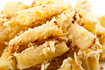Macro of macaroni with cheese