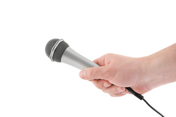 Hand with microphone isolated