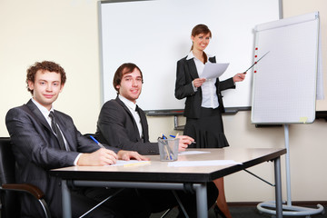 young business woman making presentation