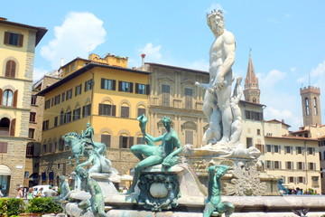 Fototapeta premium Neptune fountain Piazza della Signoria, Florence, Italy
