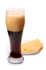 Dark beer with cheese