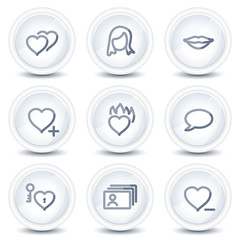 Dating web icons, circle glossy buttons