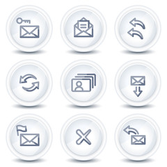 E-mail web icons set 1, circle glossy buttons