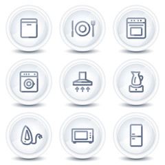 Home appliances web icons, circle glossy buttons