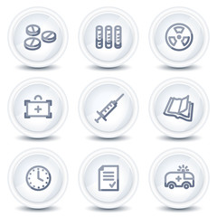 Medicine web icons set 1, circle glossy buttons